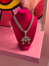 Triple cross silver cube chain